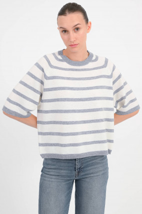 Pullover aus Woll-Cash-Mix in Weiß/Grau