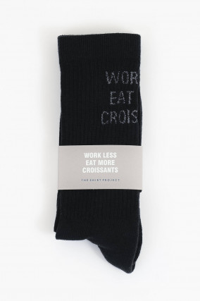 Hohe Socken mit Schriftzug in Schwarz