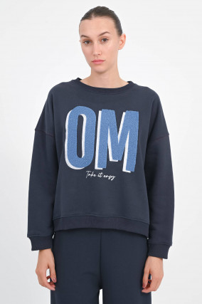 Sweatshirt mit OM-Detail in Navy/Hellblau
