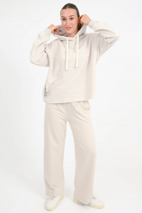 Hoodie ENJOY THE NOW in Greige meliert