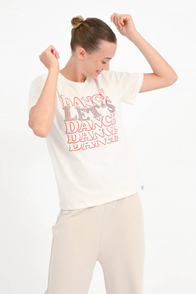 T-Shirt DANCE in Natur/Rot