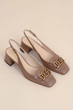 Slingback-Pumps KATE aus Lackleder in Toffee