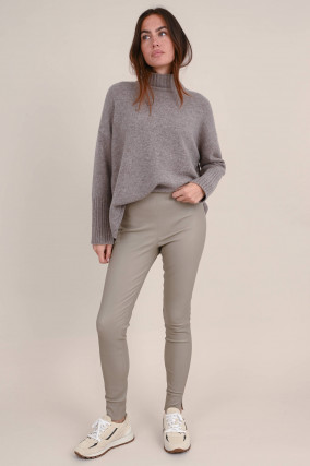 Nappaleder Legging in Taupe