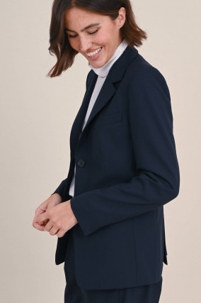 Einreihiger Blazer aus Schurwolle in Navy