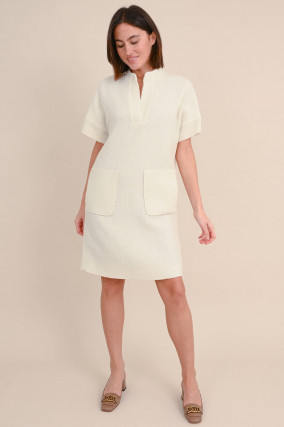 Bouclé Kleid in Creme