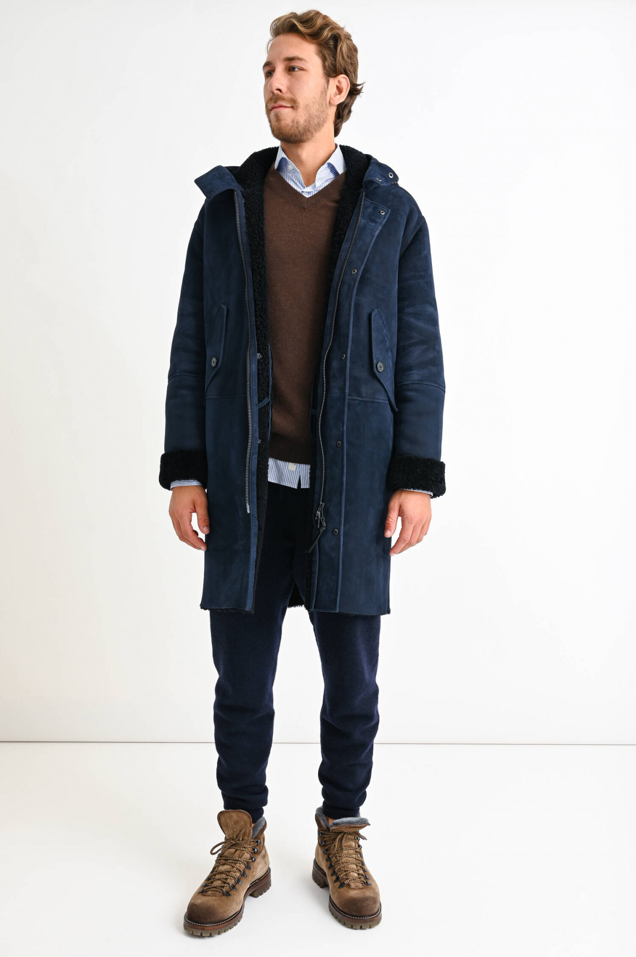 Closed Parka aus Lammfell in Indigo blau GRUENER.AT