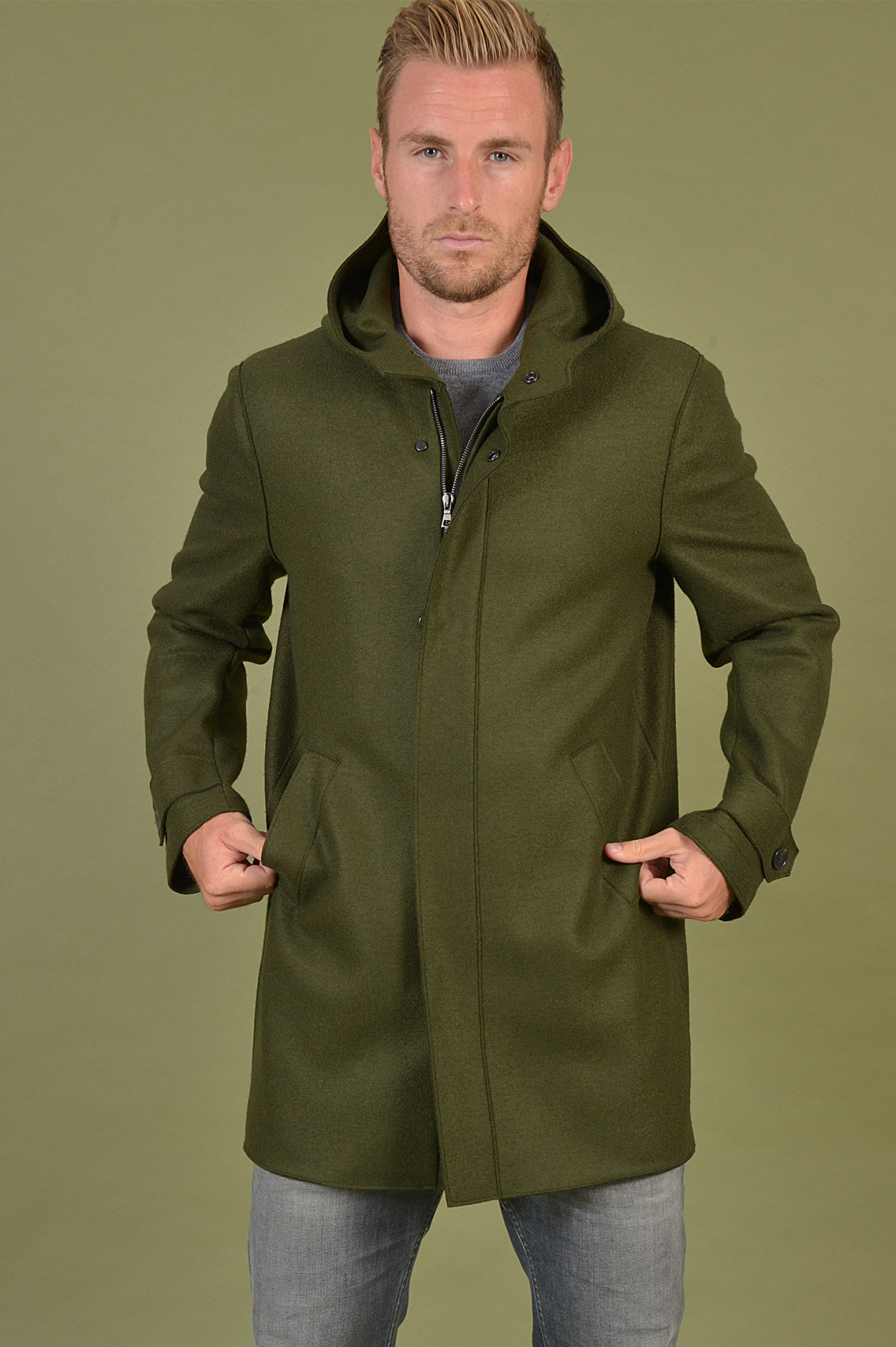 Harris Wharf London Parka aus Wolle in Gr n GRUENER.AT