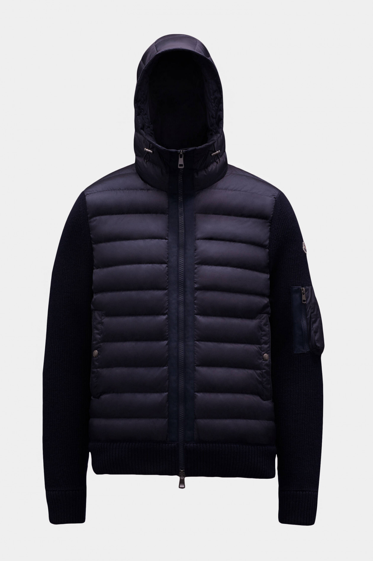 Moncler Hybrid Strickjacke mit Kapuze in Navy GRUENER.AT