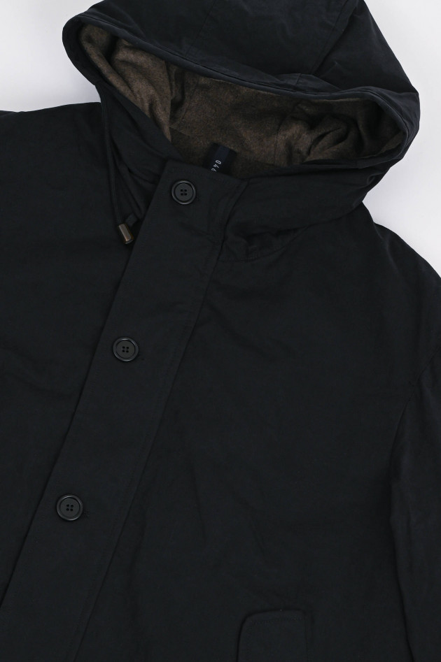 04651/ A trip in a bag Parka aus Material-Mix in Navy