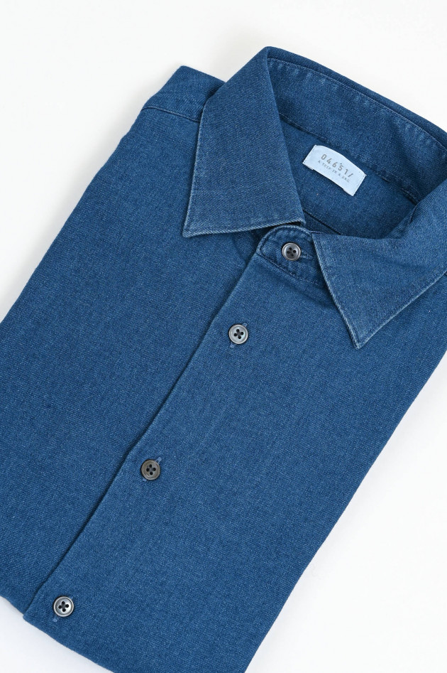 04651/ A trip in a bag Denim-Hemd aus Baumwolle in Mittelblau