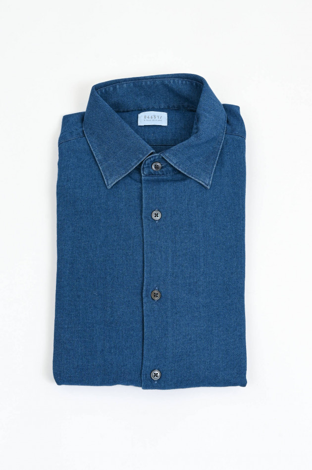 04651/ A trip in a bag Denim-Hemd aus Baumwolle in Mittelblau