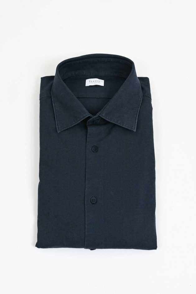 04651/ A trip in a bag Hemd aus Leinen-Baumwoll-Mix in Navy