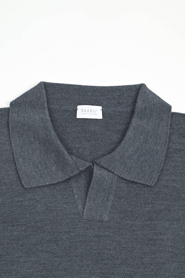 04651/ A trip in a bag Feinstrickpullover aus Wolle in Grau
