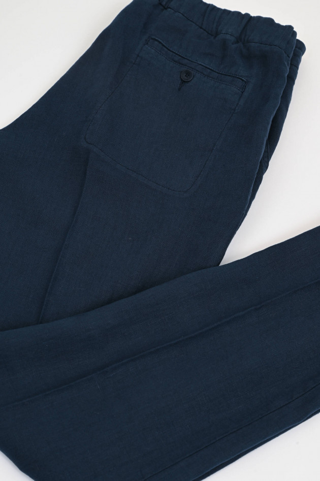 04651/ A trip in a bag Hose aus Leinen in Navy