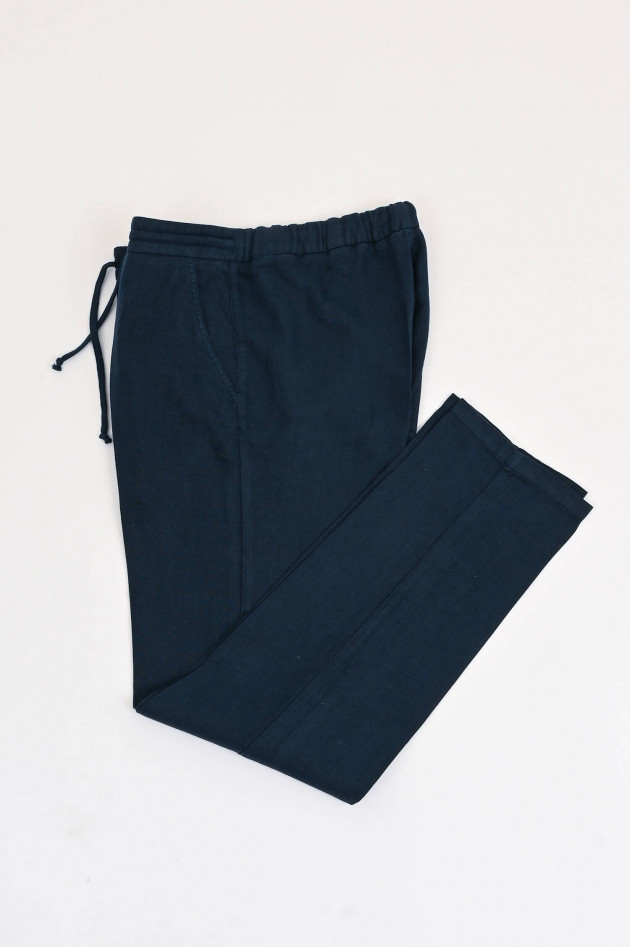 04651/ A trip in a bag Hose aus Leinen in Navy