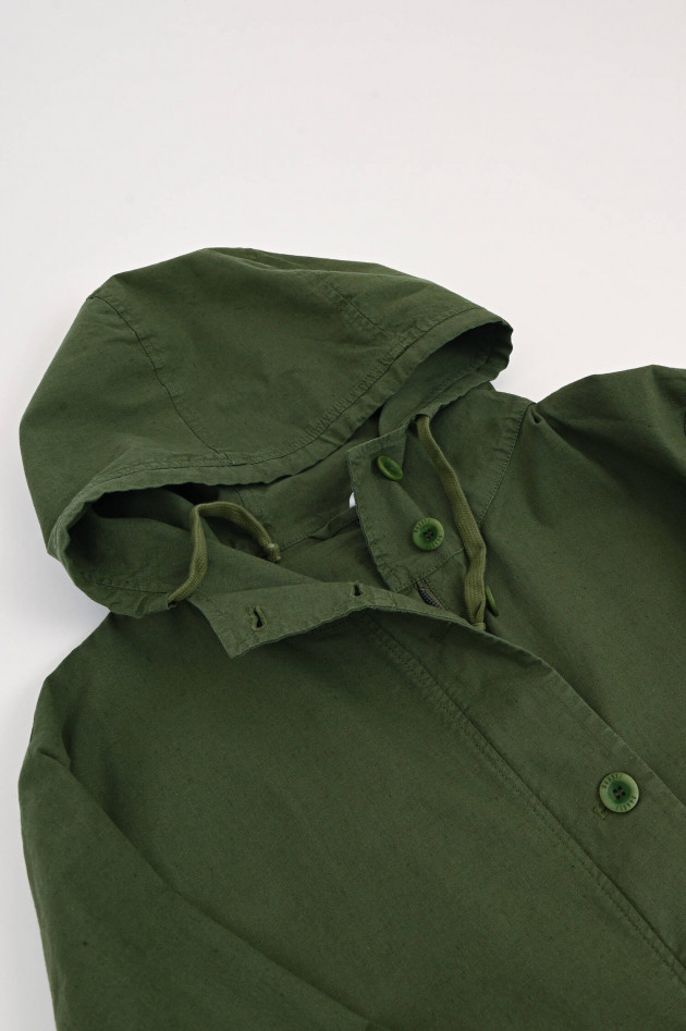04651/ A trip in a bag Parka aus Leinen-Baumwoll-Mix in Oliv
