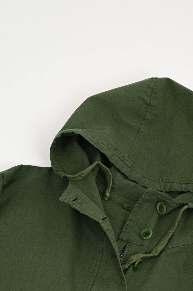 04651/ A trip in a bag Parka aus Leinen-Baumwoll-Mix in Oliv