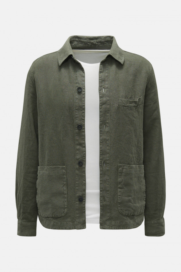 04651/ A trip in a bag Jacke aus Leinen in Jungle Green