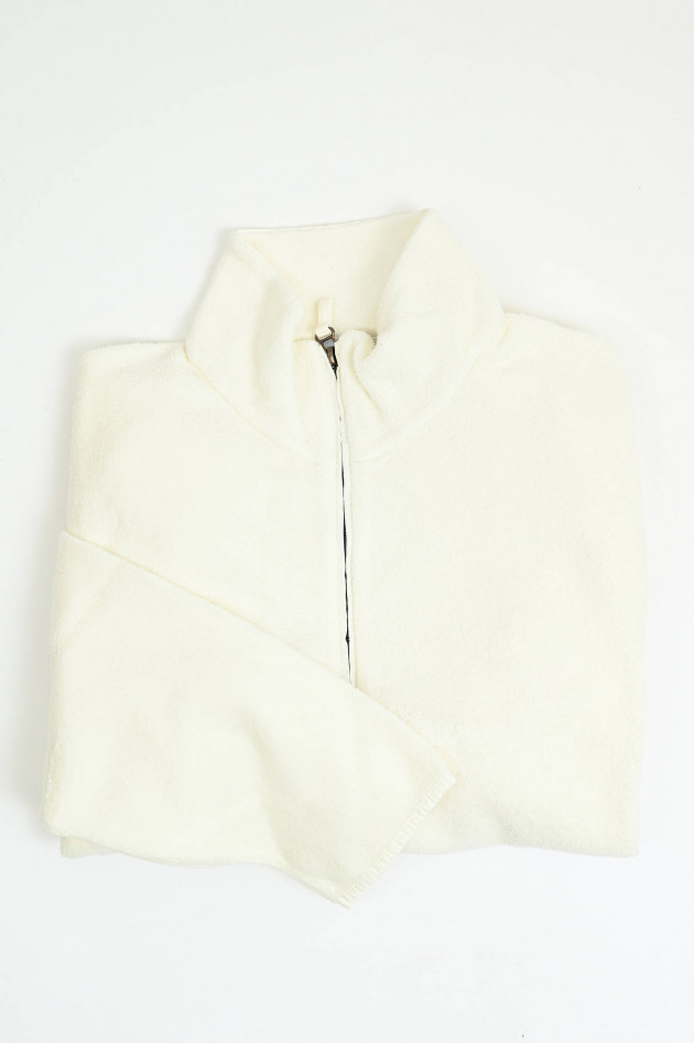 04651/ A trip in a bag Jacke in Fleece-Optik in Ivory