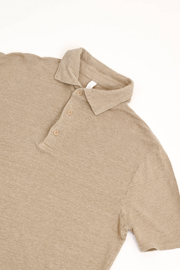 04651/ A trip in a bag Polo-Shirt aus Leinen in Taupe