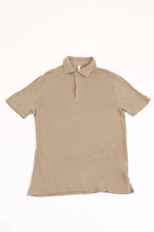 04651/ A trip in a bag Polo-Shirt aus Leinen in Taupe