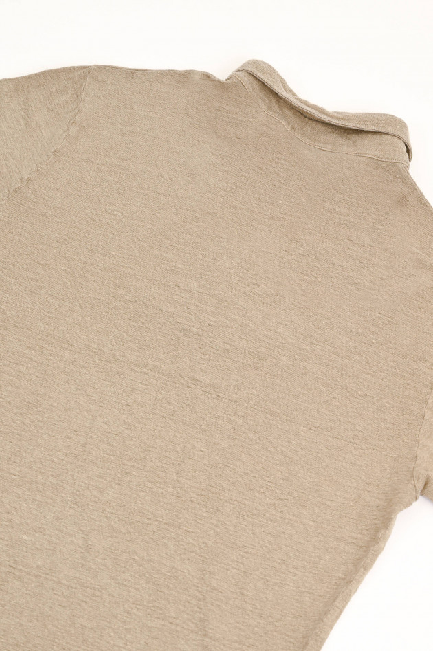 04651/ A trip in a bag Polo-Shirt aus Leinen in Taupe