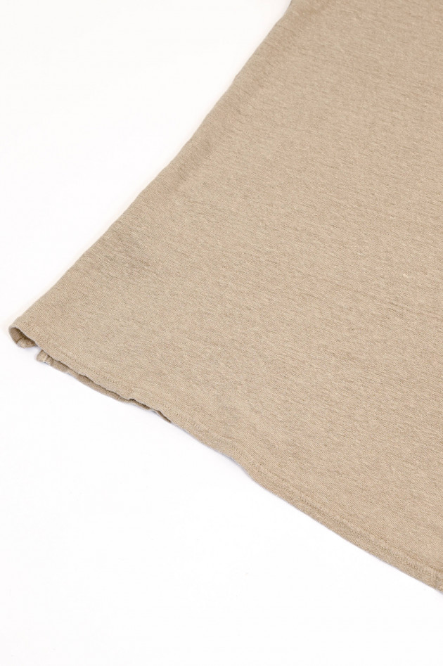 04651/ A trip in a bag Polo-Shirt aus Leinen in Taupe