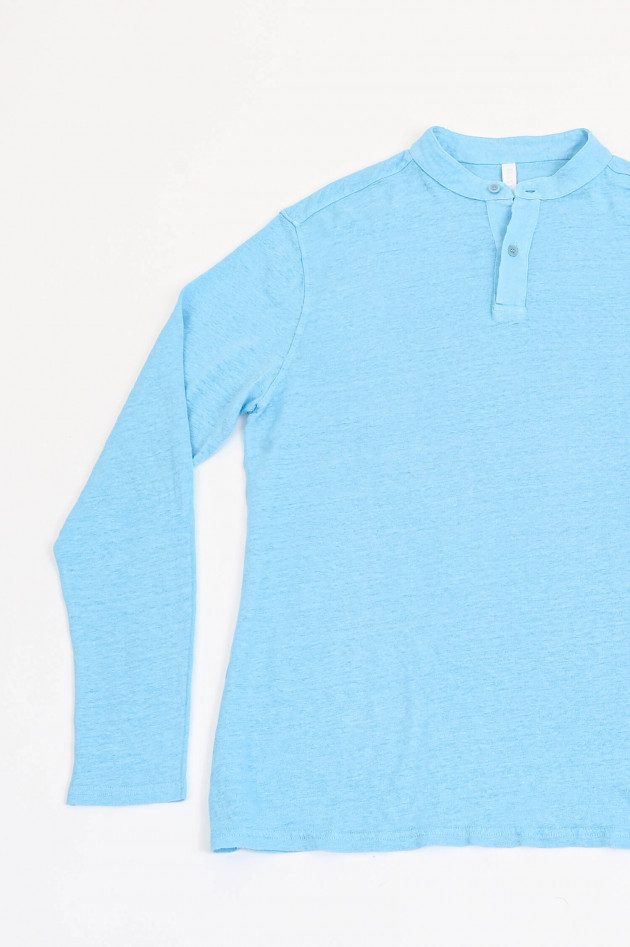 04651/ A trip in a bag Langarm-Shirt HENLEY in Hellblau
