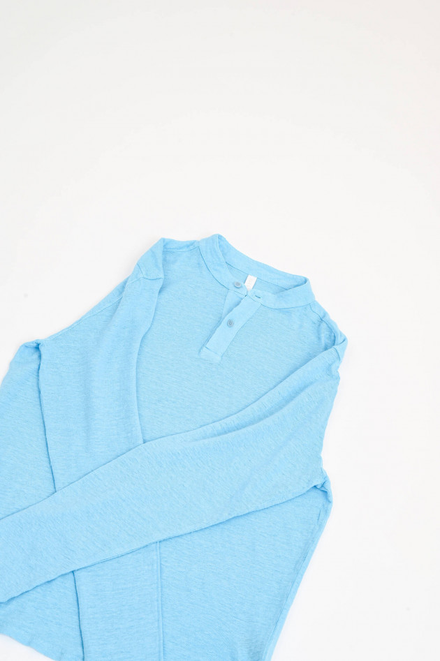 04651/ A trip in a bag Langarm-Shirt HENLEY in Hellblau