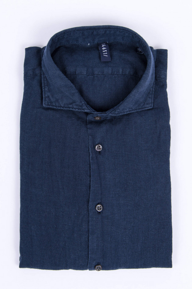 04651/ Hemd aus reinem Leinen in Navy