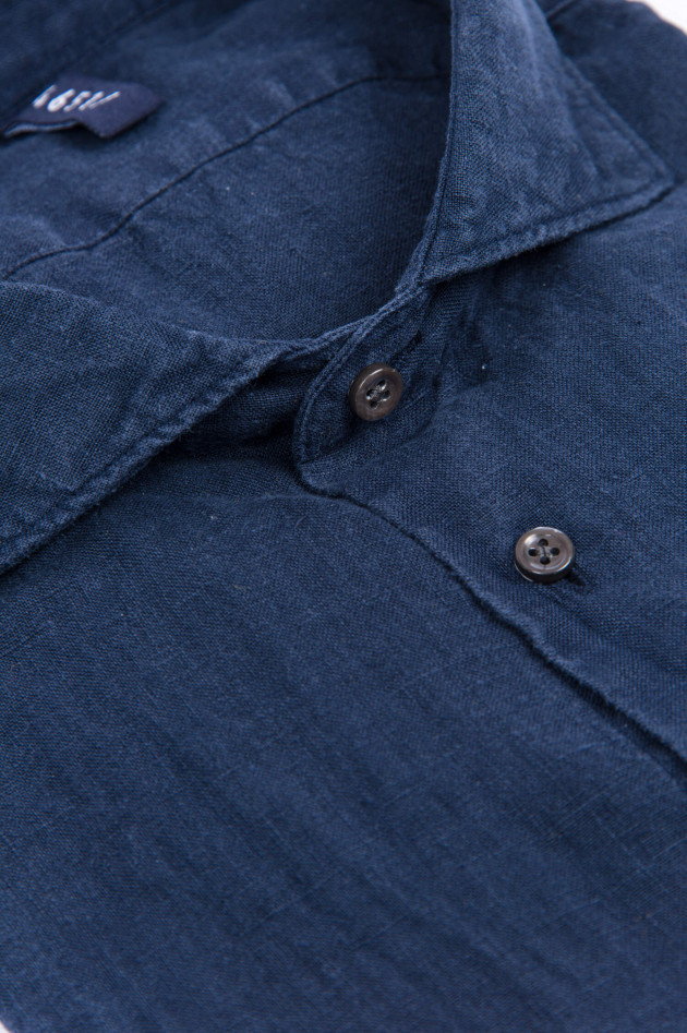 04651/ Hemd aus reinem Leinen in Navy