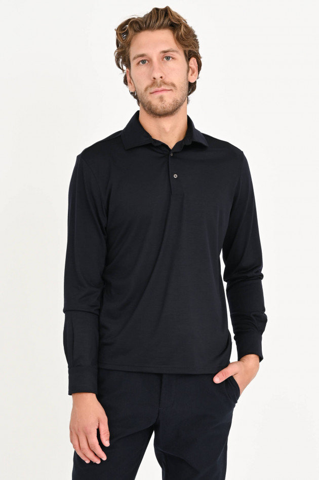 04651/ Langarm Polo in Navy