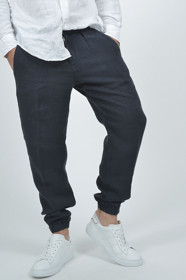 04651/ Leinenhose in Navy