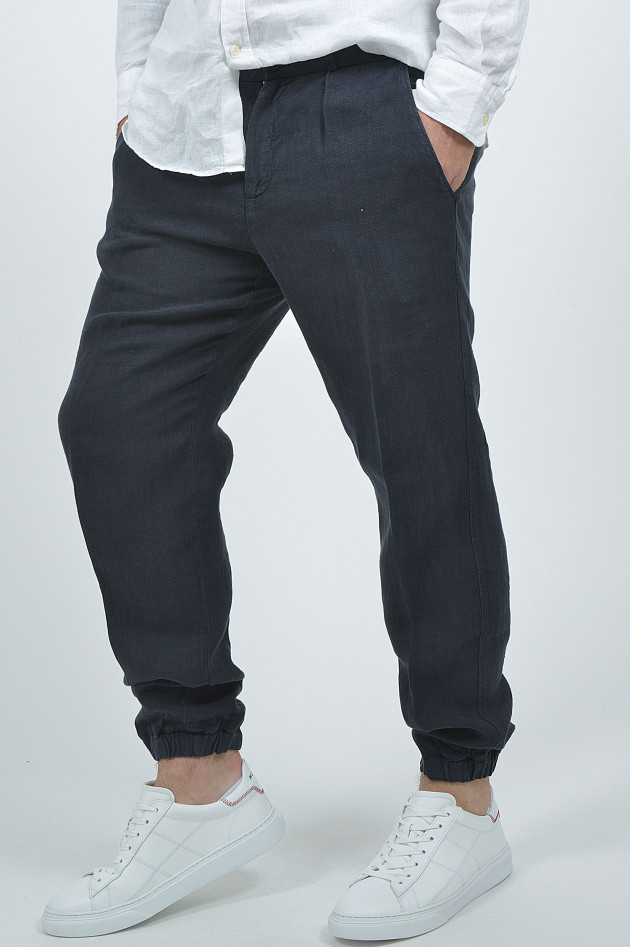 04651/ Leinenhose in Navy