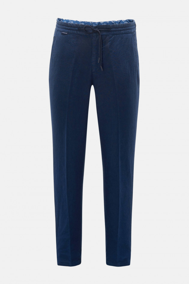 04651/ Leinenhose mit Kordelzug in Navy