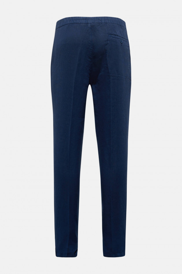 04651/ Leinenhose mit Kordelzug in Navy