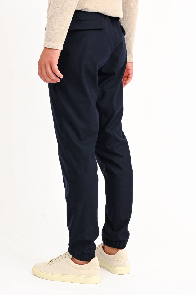 04651/ Sportliche Flanell-Hose mit Bügefalten in Navy