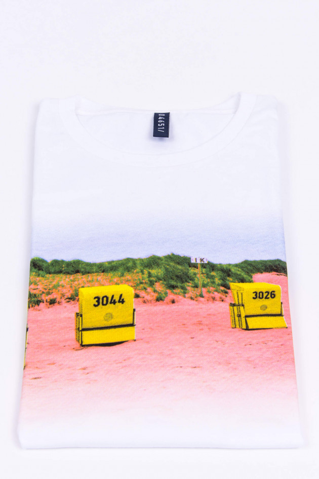 04651/ T-Shirt mit Strandkorb-Print in Weiß