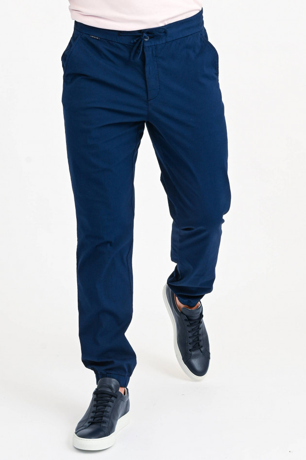 04651/ Seersucker-Joggpant in Navy