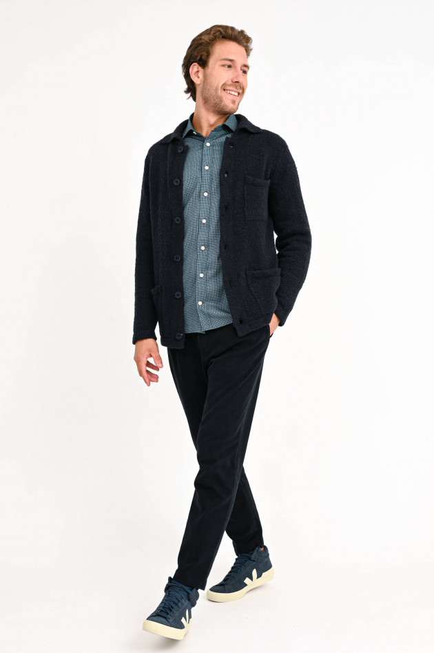 04651/ Teddy-Overshirt aus Wolle in Navy