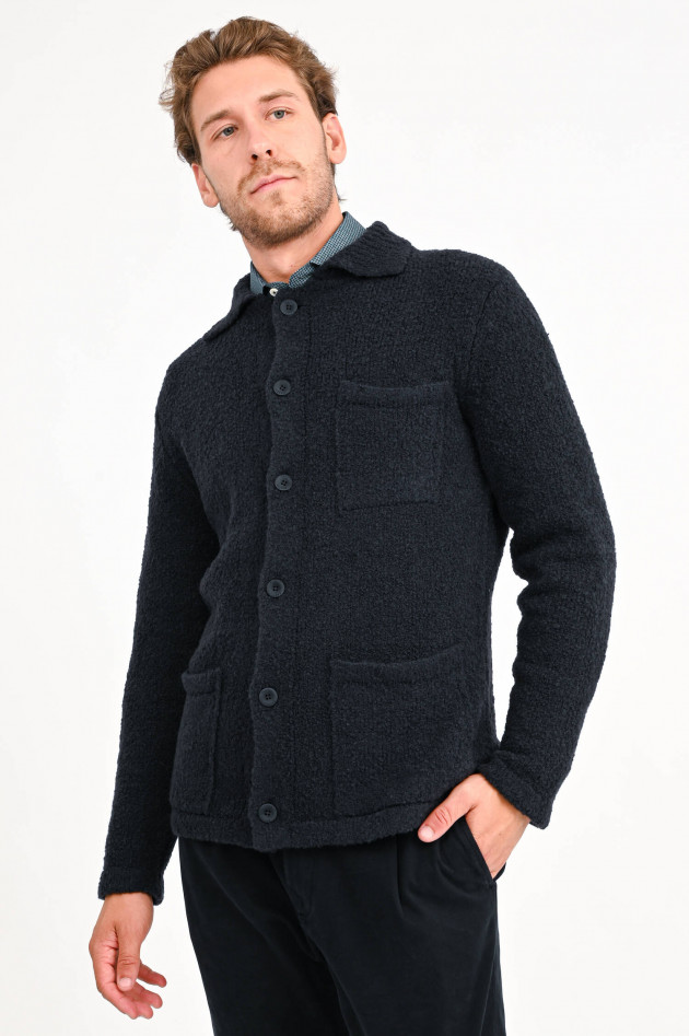 04651/ Teddy-Overshirt aus Wolle in Navy