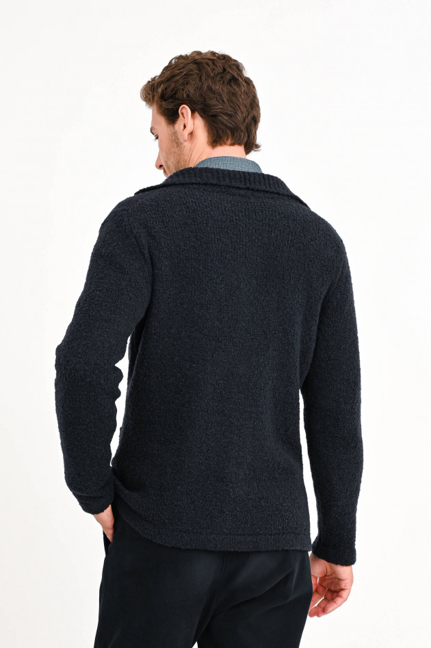 04651/ Teddy-Overshirt aus Wolle in Navy