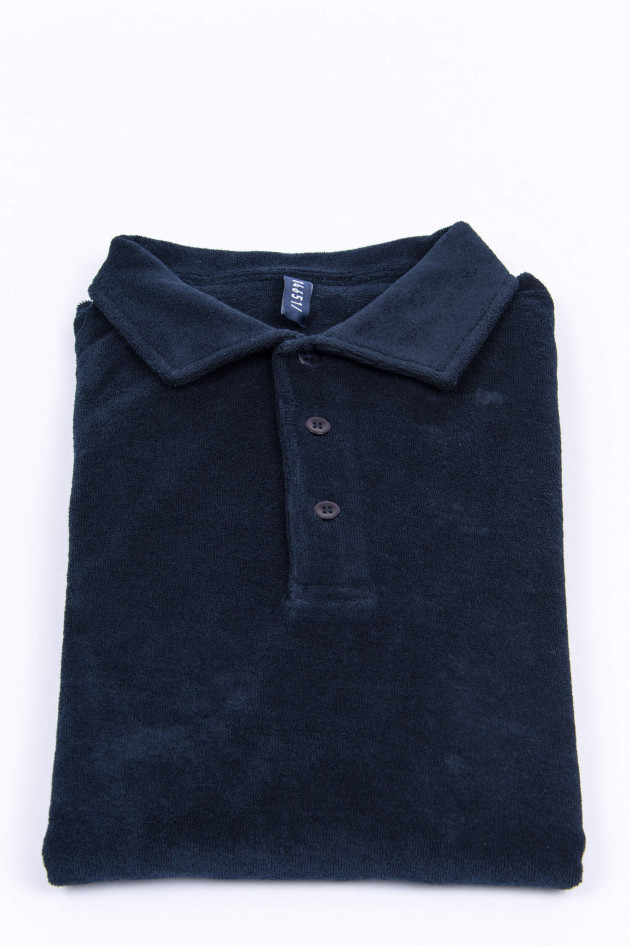 04651/ Poloshirt aus Baumwoll-Frottee in Navy