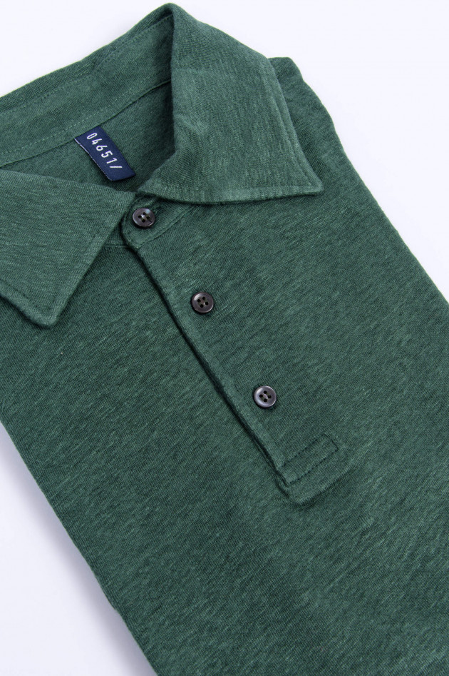 04651/ Leinen Poloshirt in Dunkelgrün