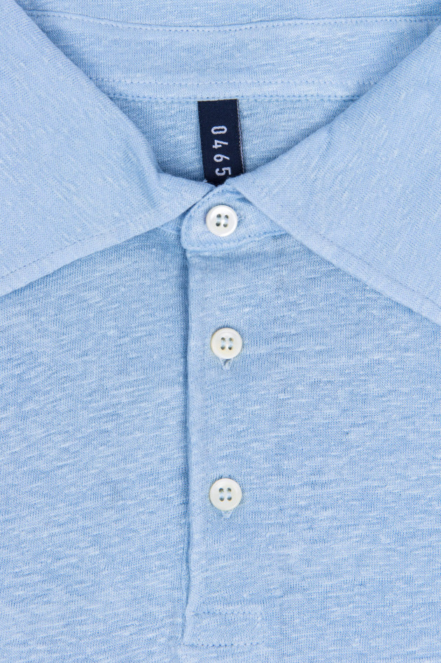 04651/ Leinen Poloshirt in Hellblau