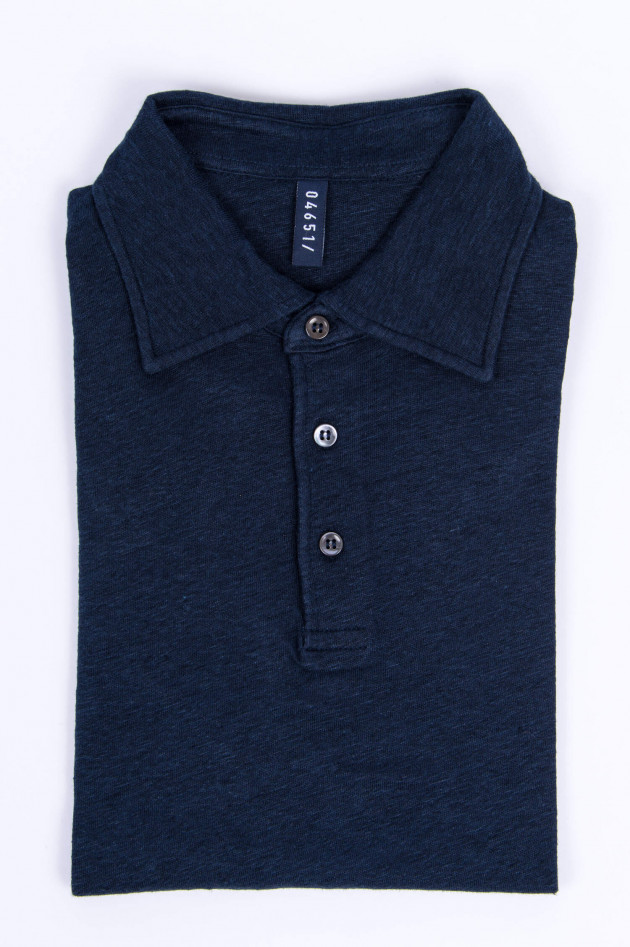 04651/ Leinen Poloshirt in Navy