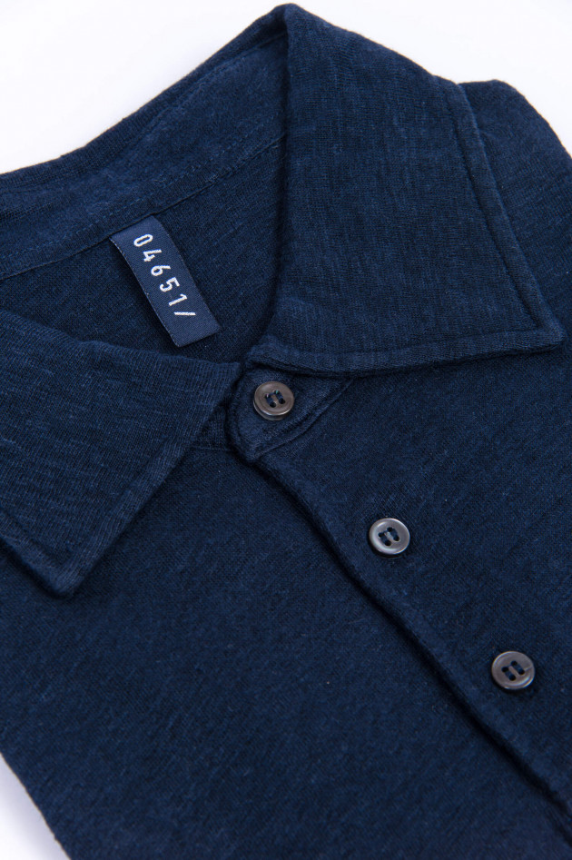 04651/ Leinen Poloshirt in Navy