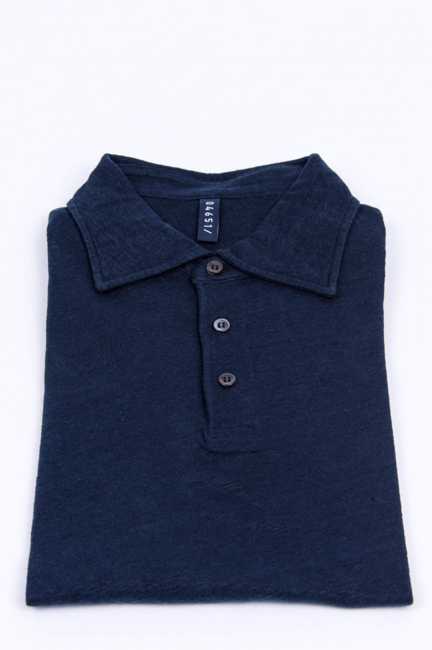 04651/ Leinen Poloshirt in Navy