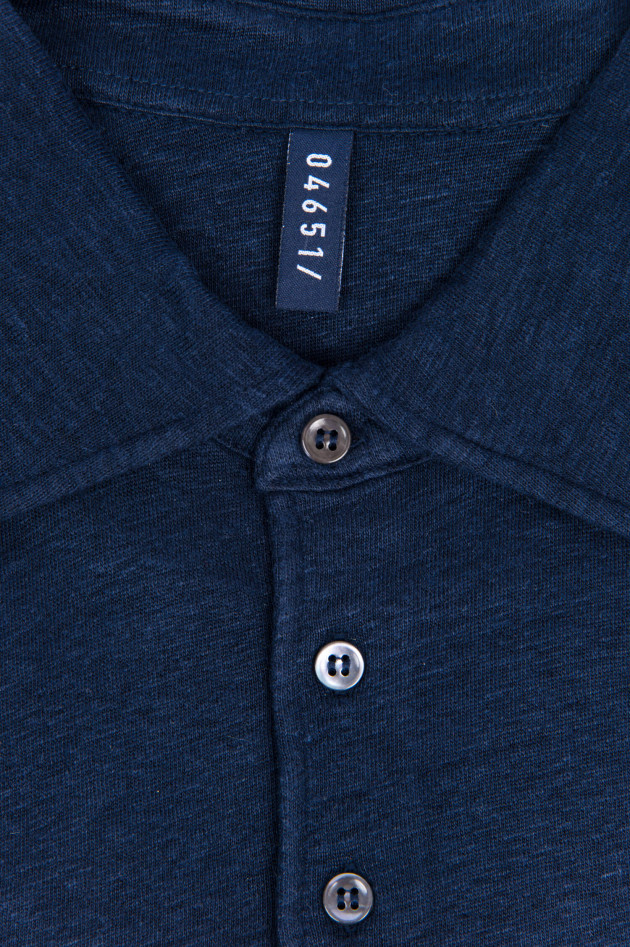 04651/ Leinen Poloshirt in Navy