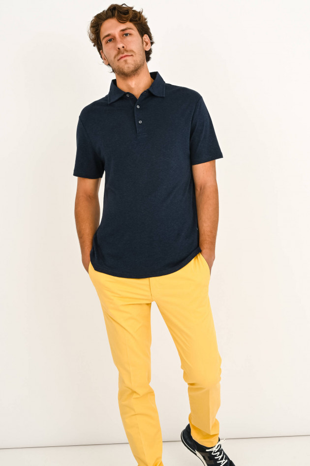 04651/ Polo aus Leinen-Mix in Navy